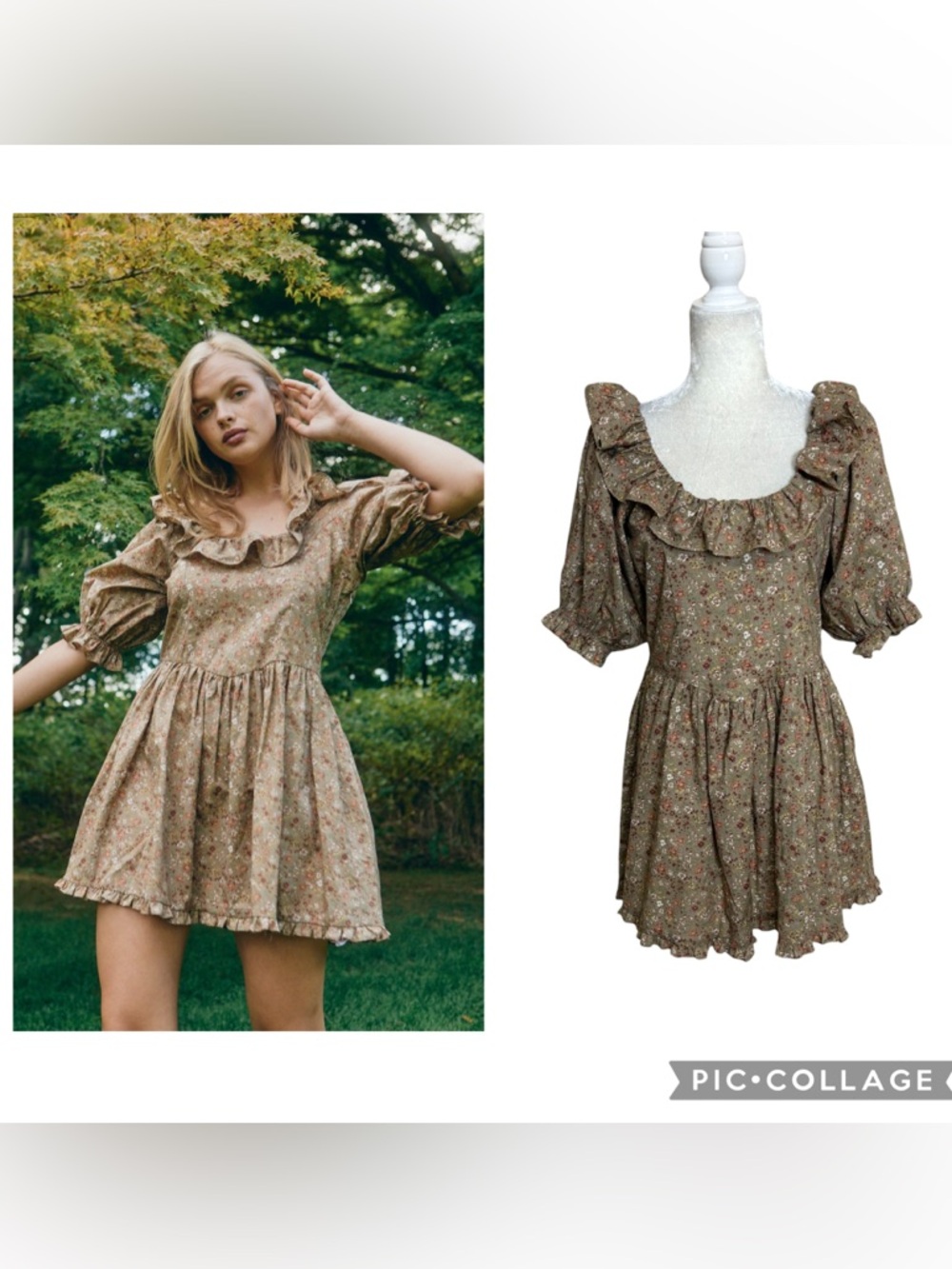 Louise New York THE REMY Brown Cotton Dress In Wildflower Print Size Small